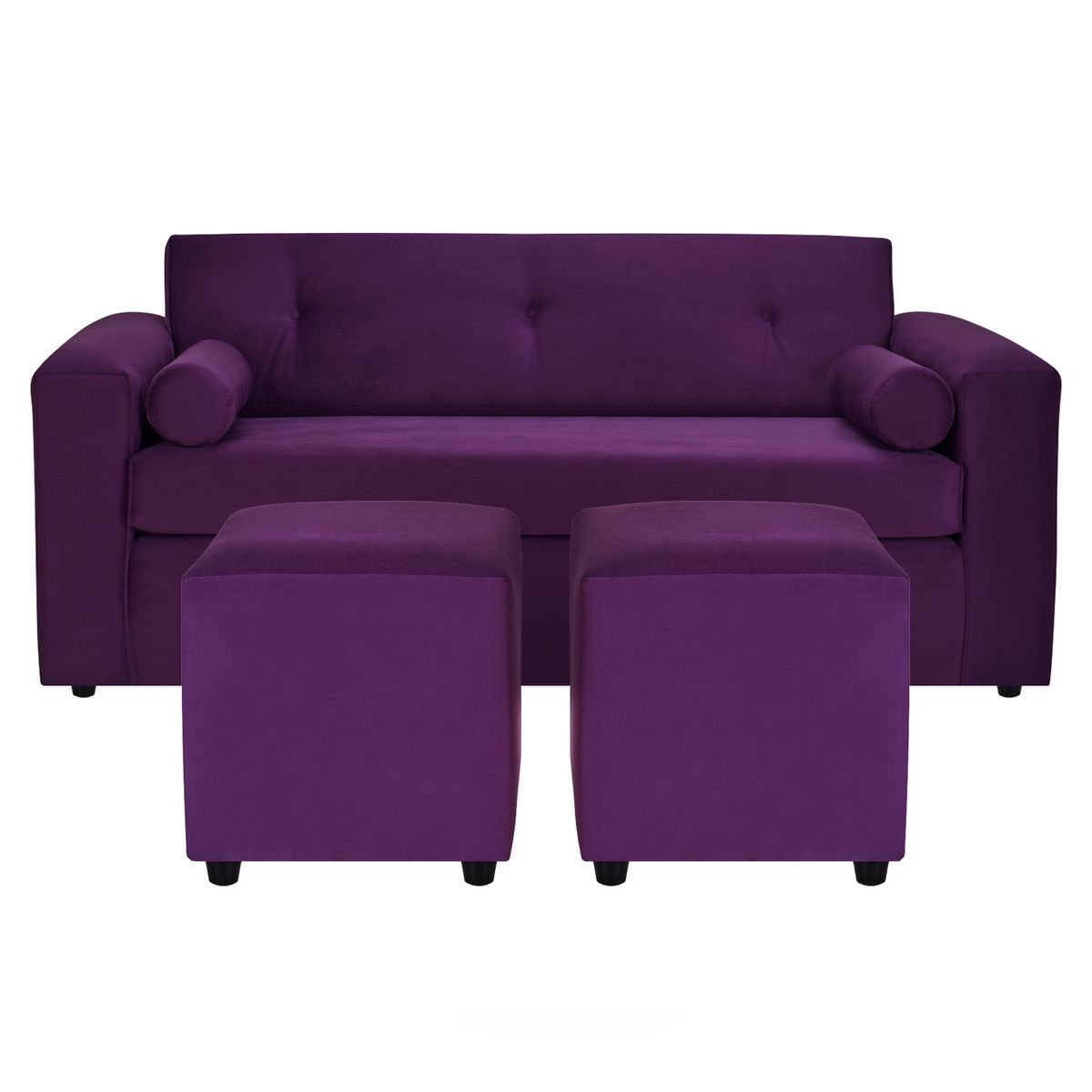 BODEVIR - Sofa Vivo 3C+2 Pouf Felpa 30 Morado