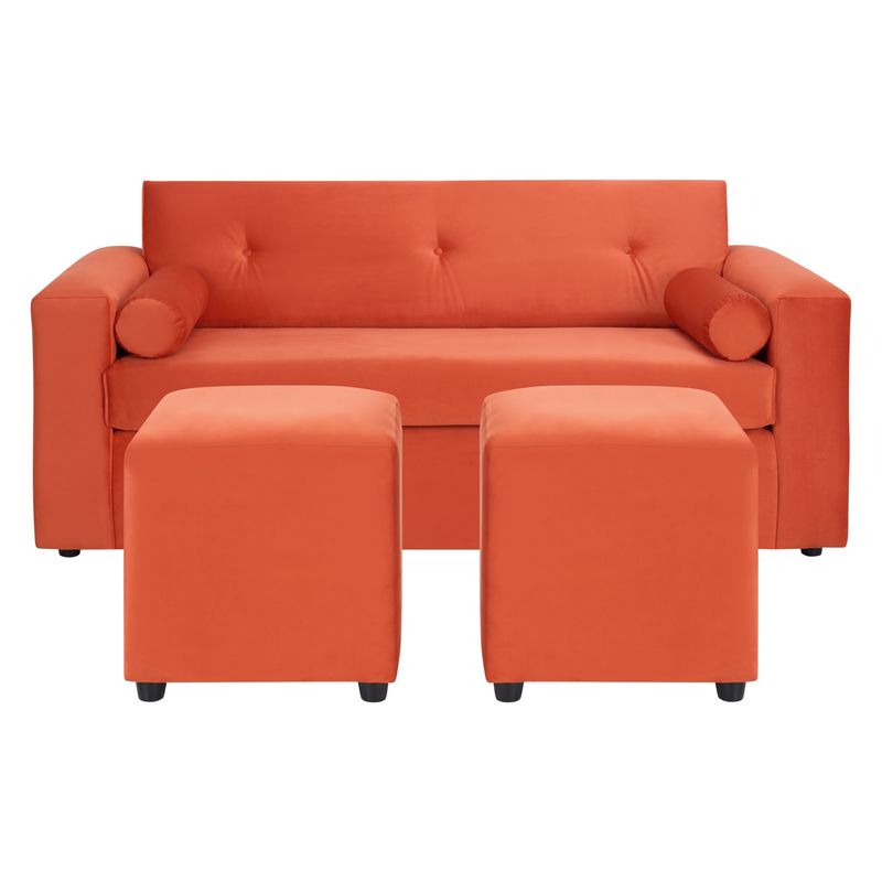 BODEVIR - Sofa Vivo 3C+2 Pouf Felpa 30 Naranjo