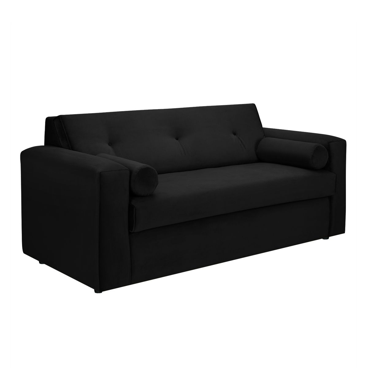 BODEVIR - Sofa Vivo 3C+2 Pouf Felpa 30 Negro