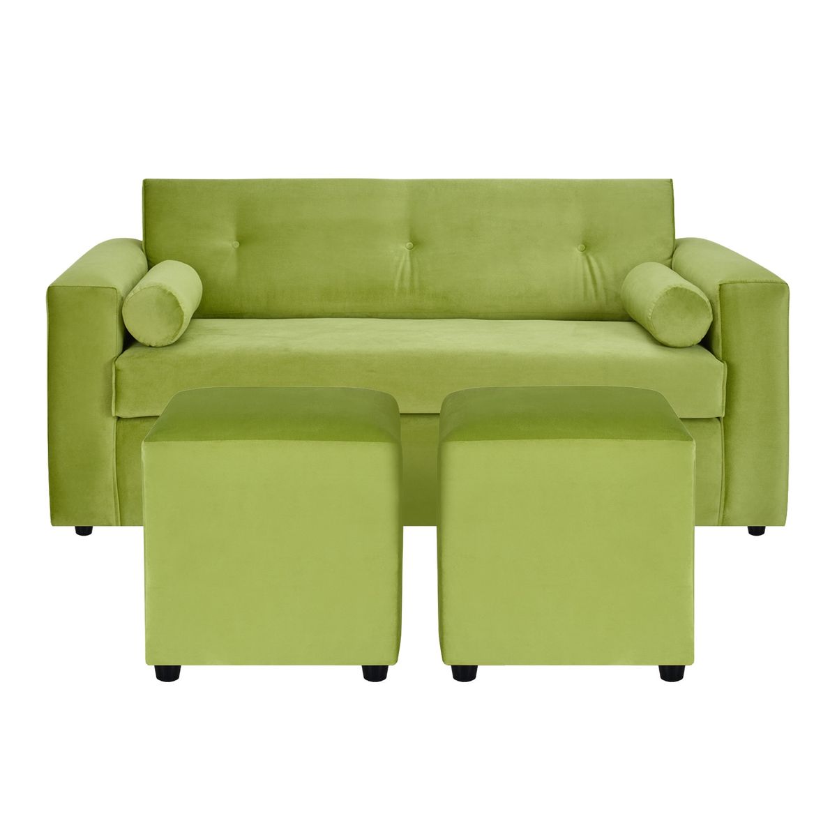 BODEVIR - Sofa Vivo 3C+2 Pouf Felpa 30 Pistacho
