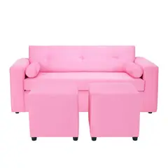 BODEVIR - Sofa Vivo 3C+2 Pouf Felpa 30 Rosado