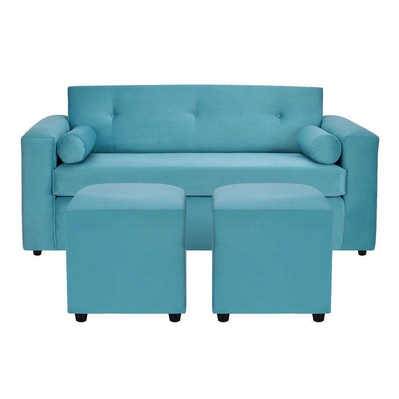 BODEVIR - Sofa Vivo 3C+2 Pouf Felpa 30 Turquesa