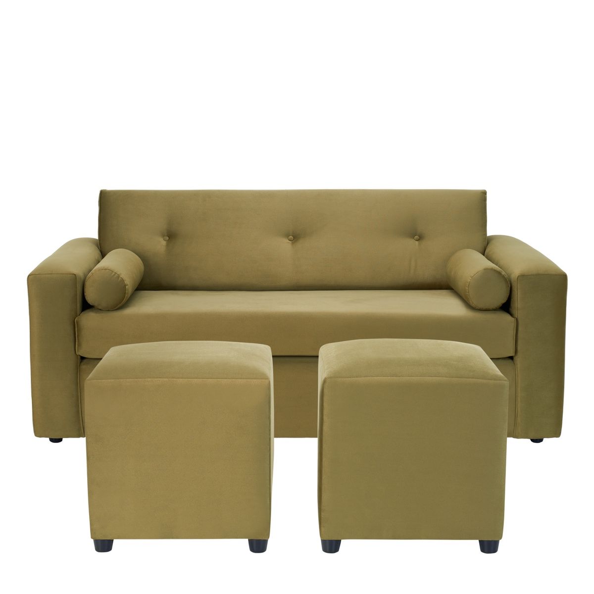 BODEVIR - Sofa Vivo 3C+2 Pouf Felpa 30 Verde Musgo