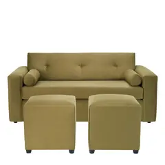 BODEVIR - Sofa Vivo 3C+2 Pouf Felpa 30 Verde Musgo
