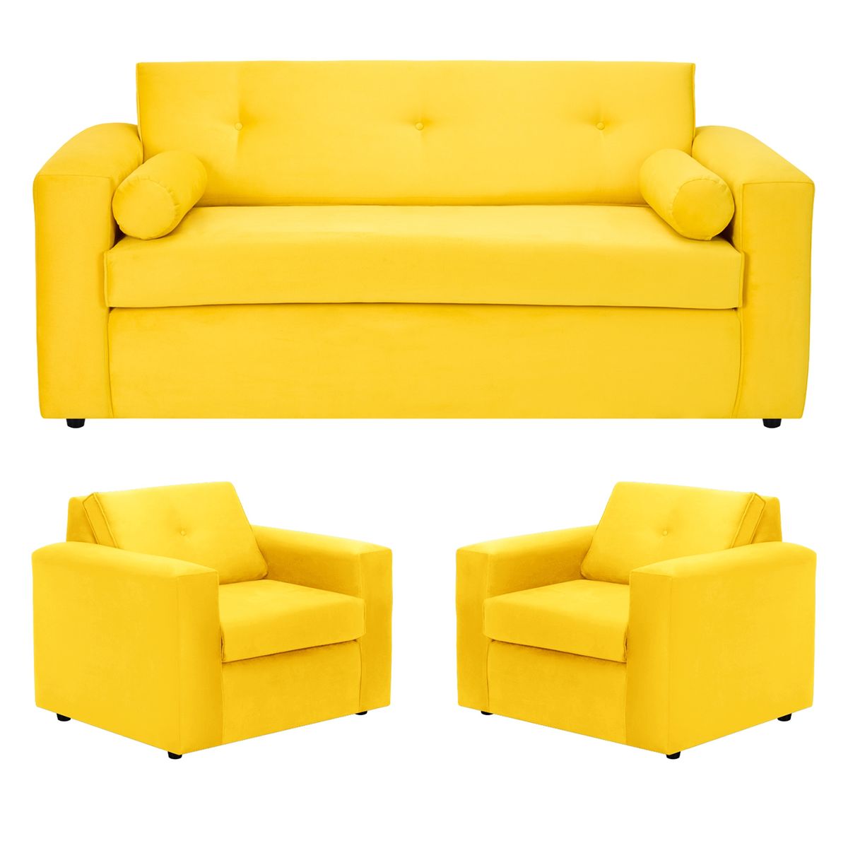 BODEVIR - Sofa Vivo 3C+1+1 Felpa 30 Amarillo