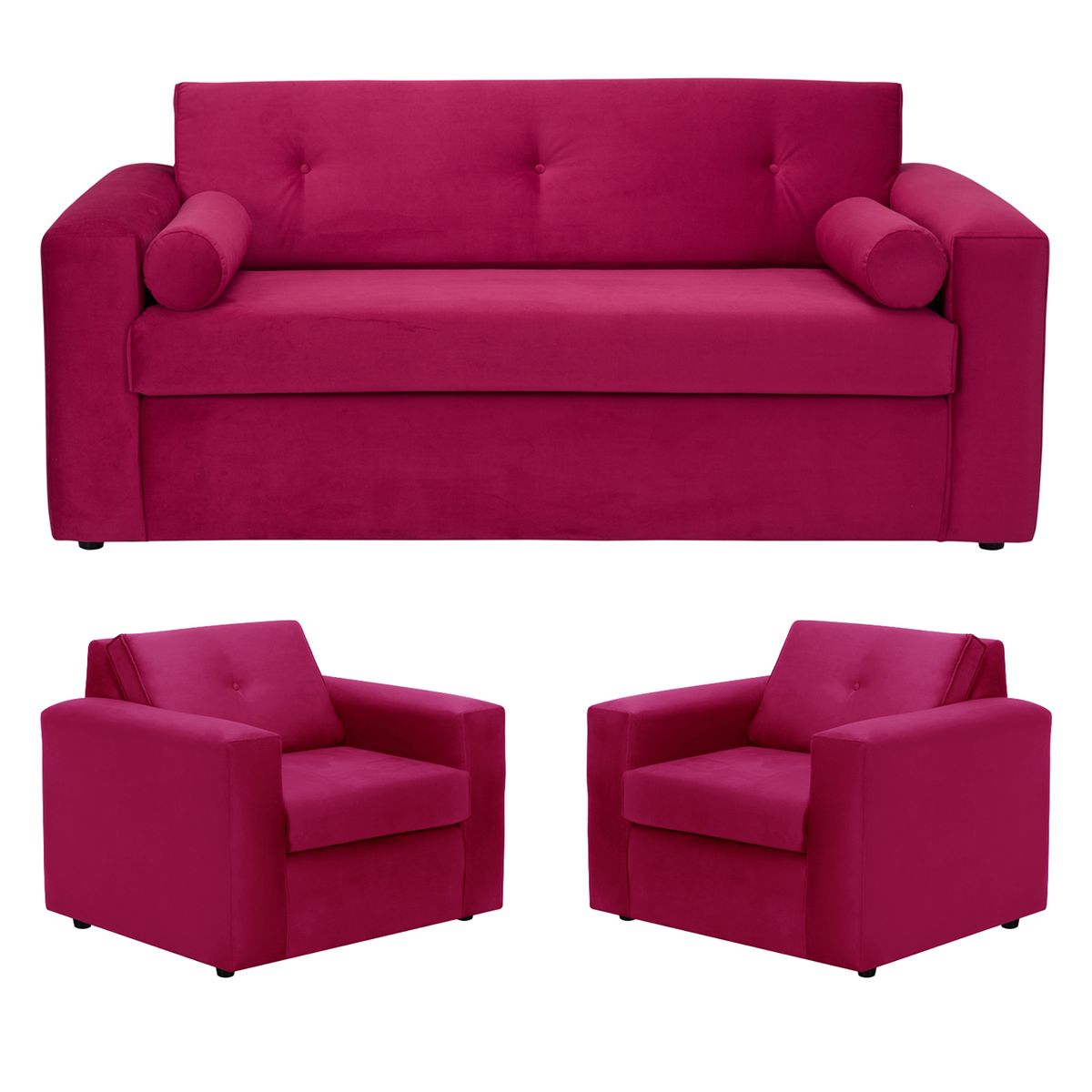 BODEVIR - Sofa Vivo 3C+1+1 Felpa 30 Burdeo