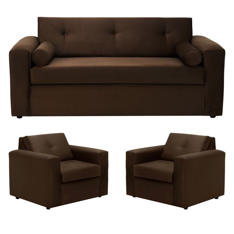 BODEVIR - Sofa Vivo 3C+1+1 Felpa 30 Chocolate