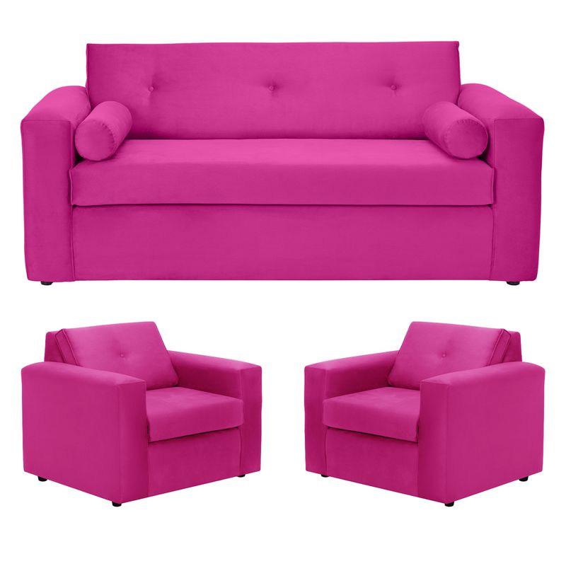 BODEVIR - Sofa Vivo 3C+1+1 Felpa 30 Fucsia