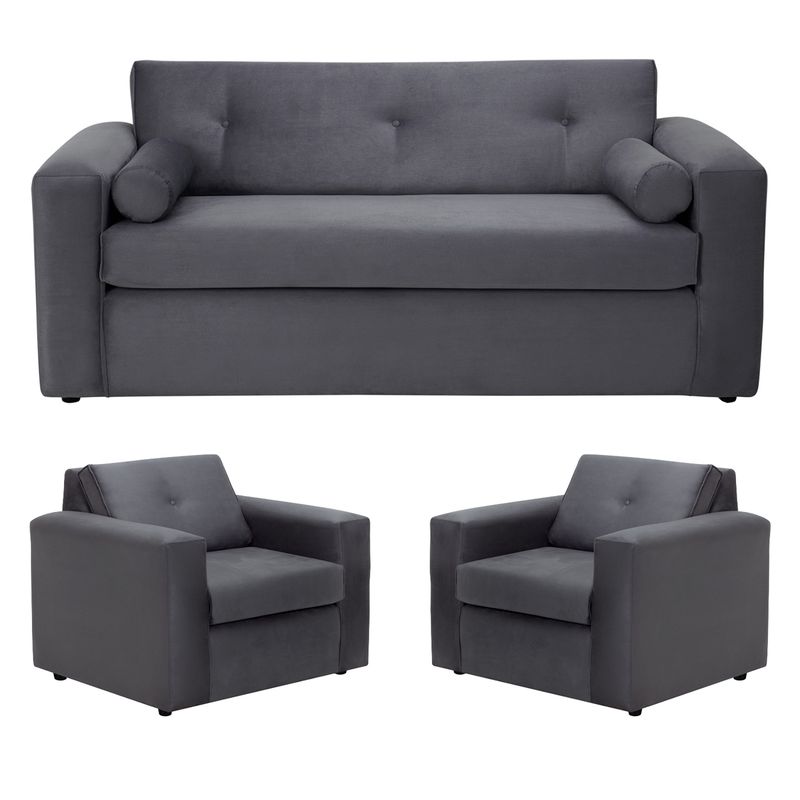 BODEVIR - Sofa Vivo 3C+1+1 Felpa 30 Gris