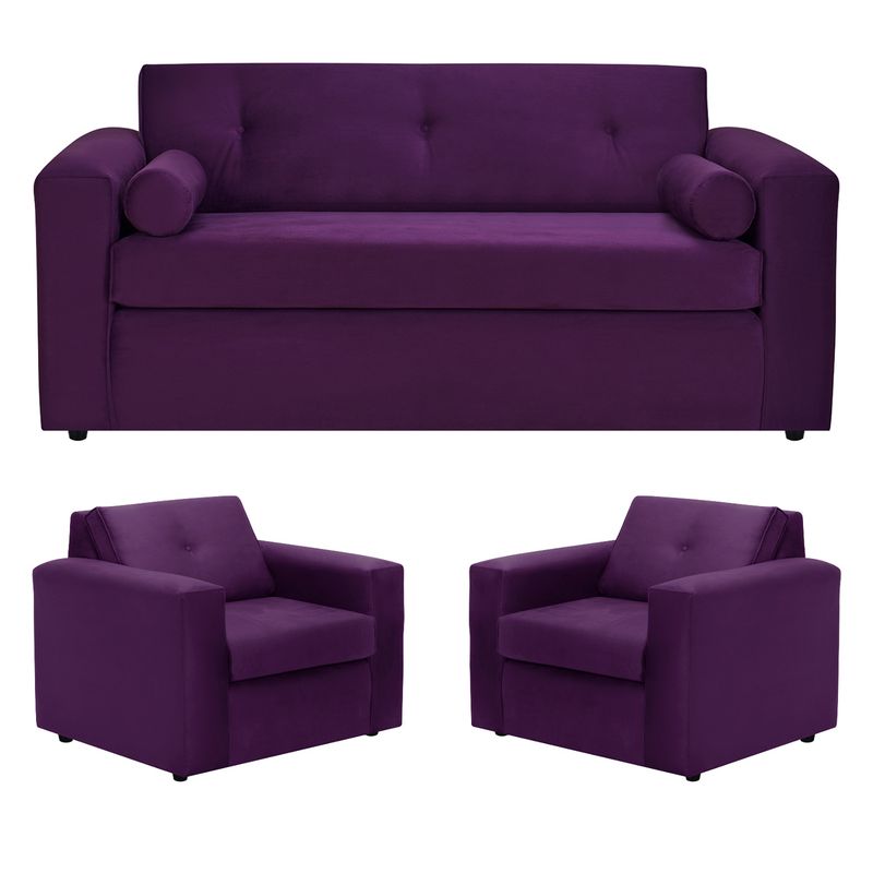 BODEVIR - Sofa Vivo 3C+1+1 Felpa 30 Morado