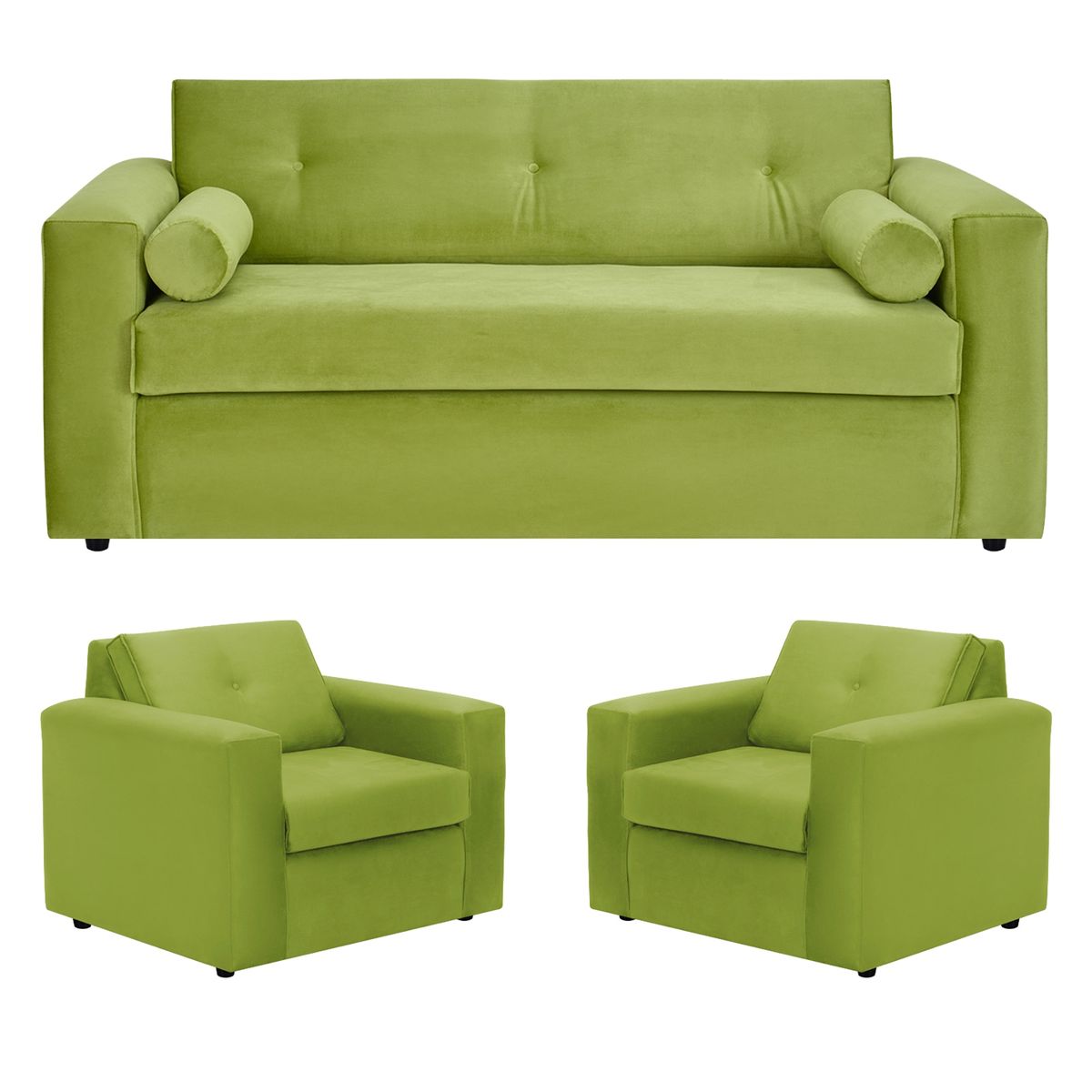 BODEVIR - Sofa Vivo 3C+1+1 Felpa 30 Pistacho