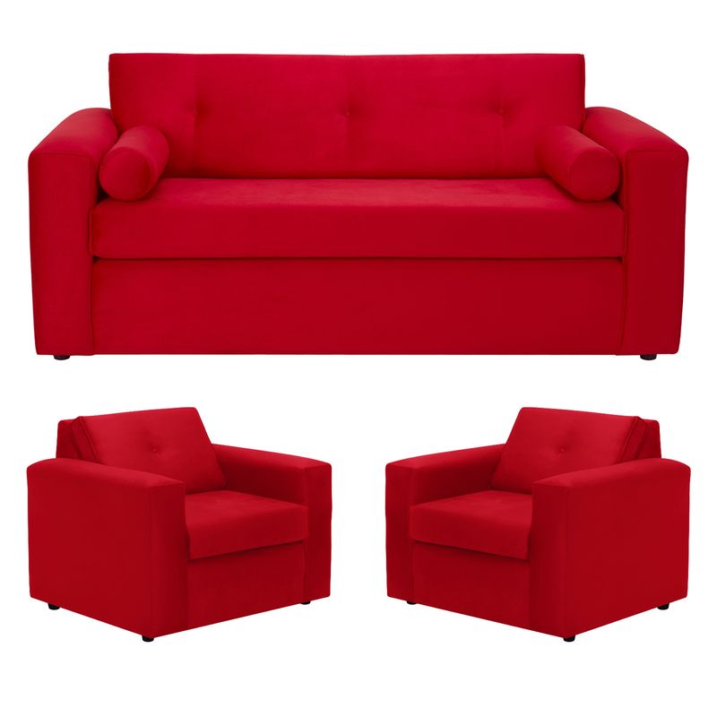 BODEVIR - Sofa Vivo 3C+1+1 Felpa 30 Rojo