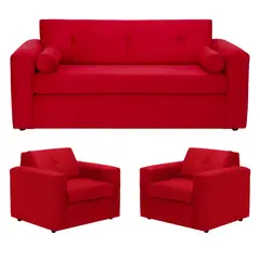 BODEVIR - Sofa Vivo 3C+1+1 Felpa 30 Rojo