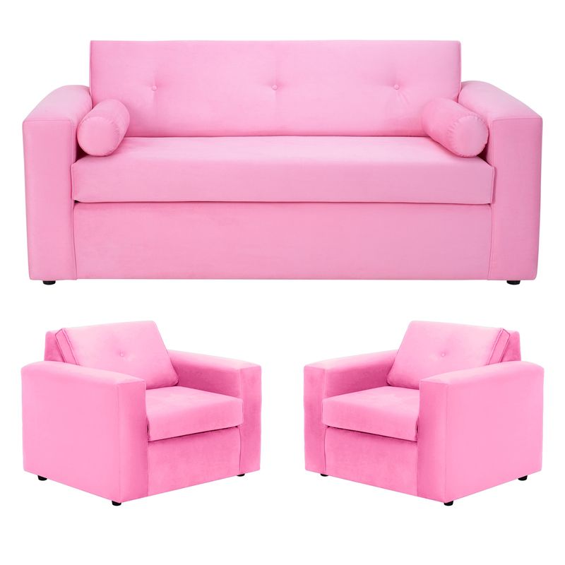 BODEVIR - Sofa Vivo 3C+1+1 Felpa 30 Rosado