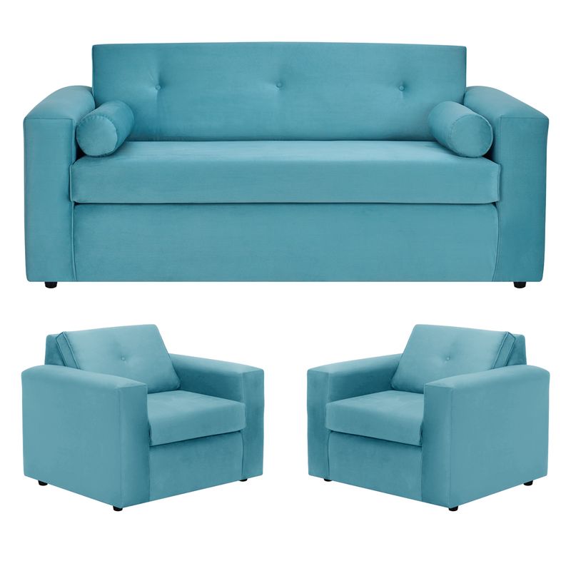 BODEVIR - Sofa Vivo 3C+1+1 Felpa 30 Turquesa
