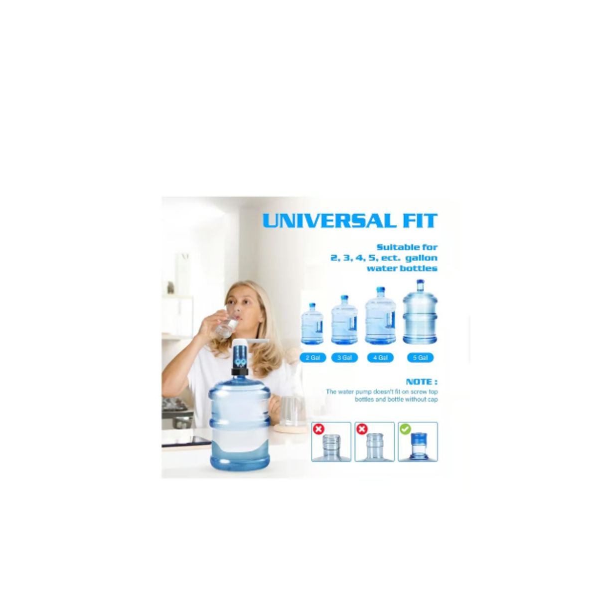 GENERICO - Dispensador Agua Botellon Automatico Blanco Usb Recargable