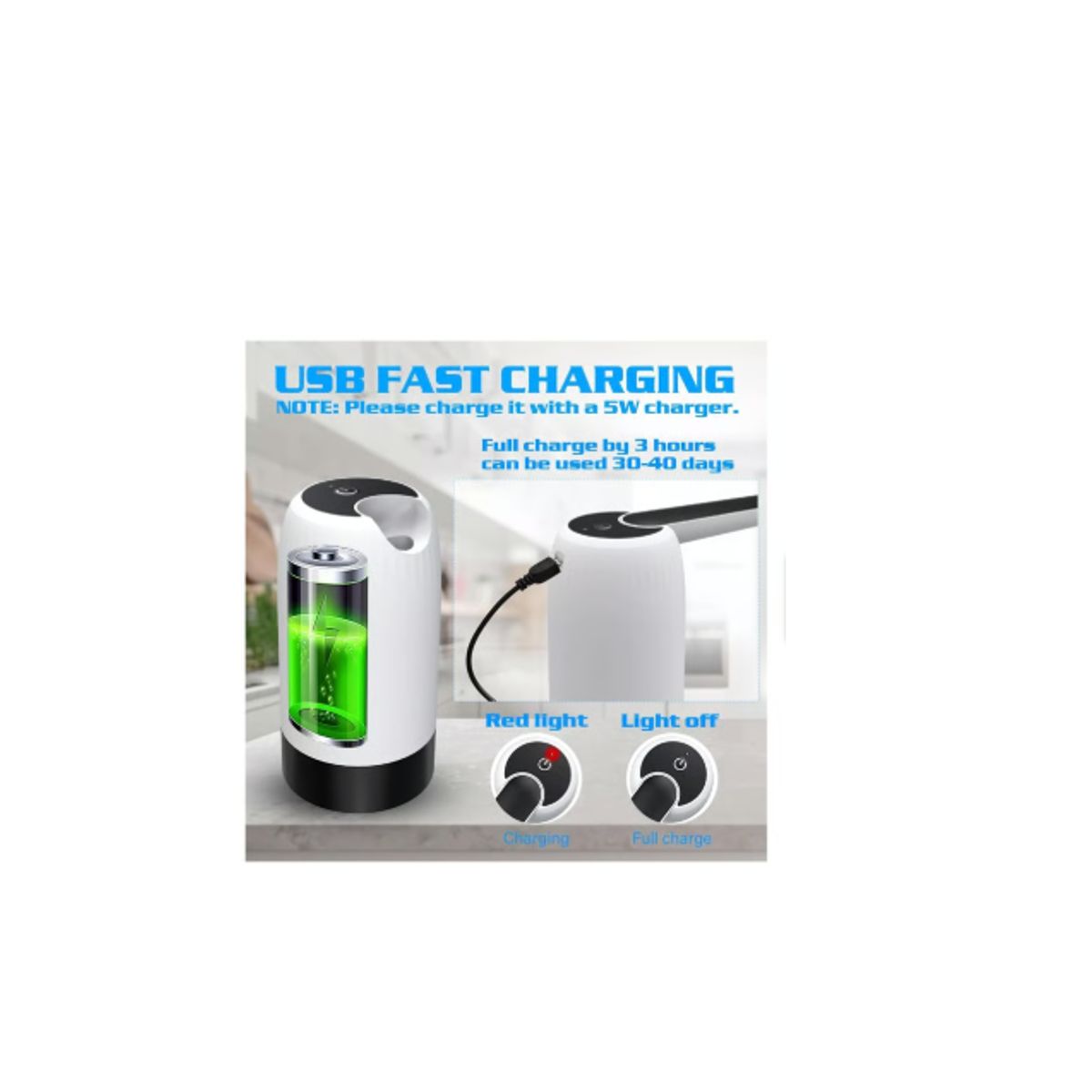 GENERICO - Dispensador Agua Botellon Automatico Blanco Usb Recargable