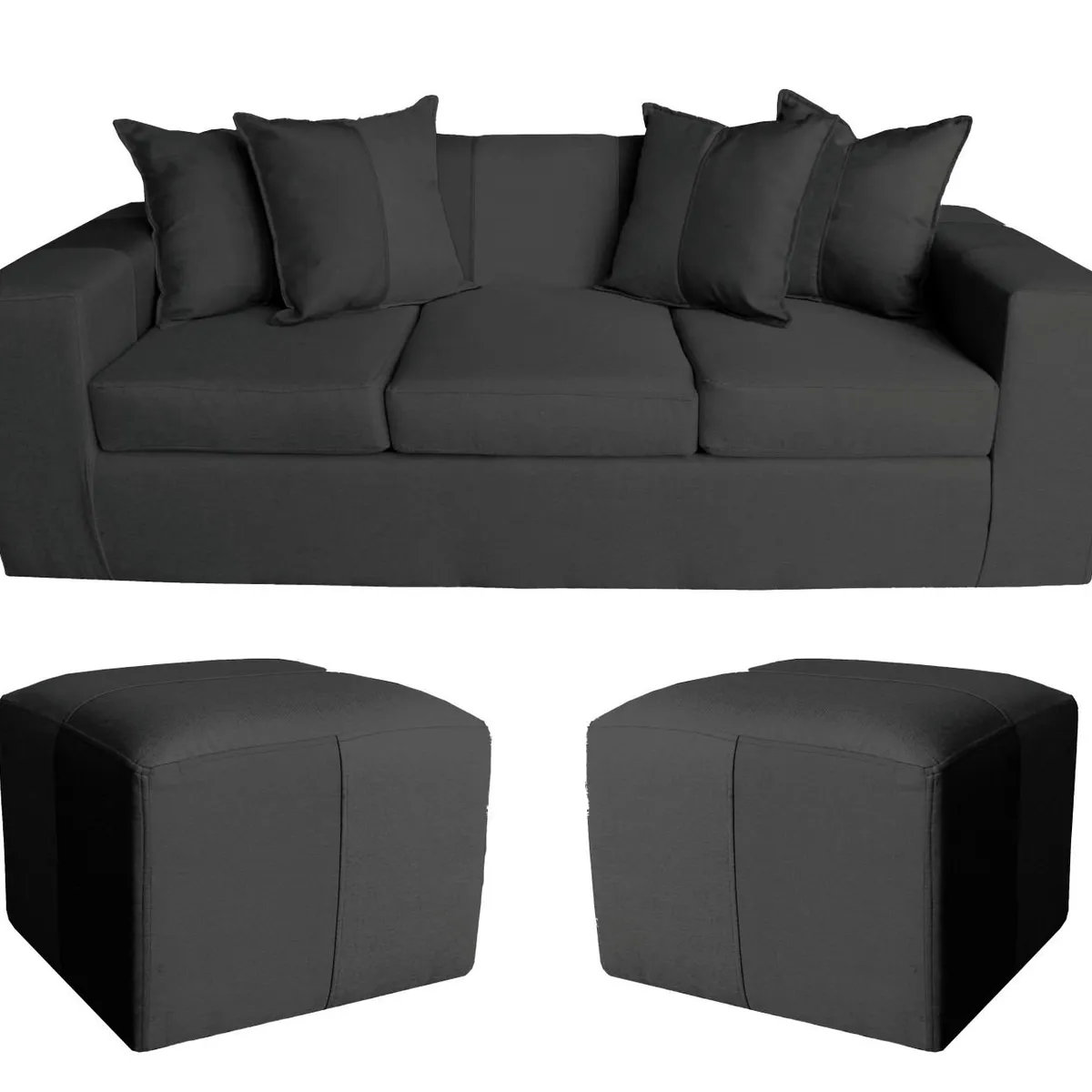 GENERICO - SOFA +2 PUFF BENJA NEGRO