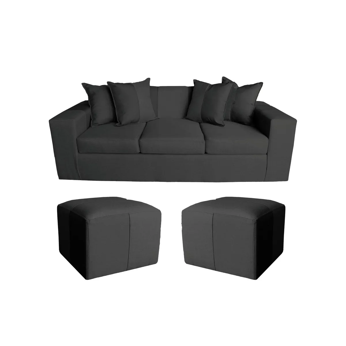GENERICO - SOFA +2 PUFF BENJA NEGRO