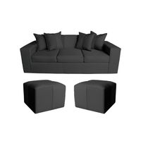 SOFA +2 PUFF BENJA NEGRO