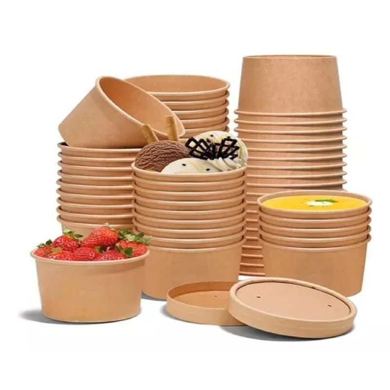 GENERICO - Pack X50 Pote Kraft Contenedor De Alimentos Potes Ctapa 8oz