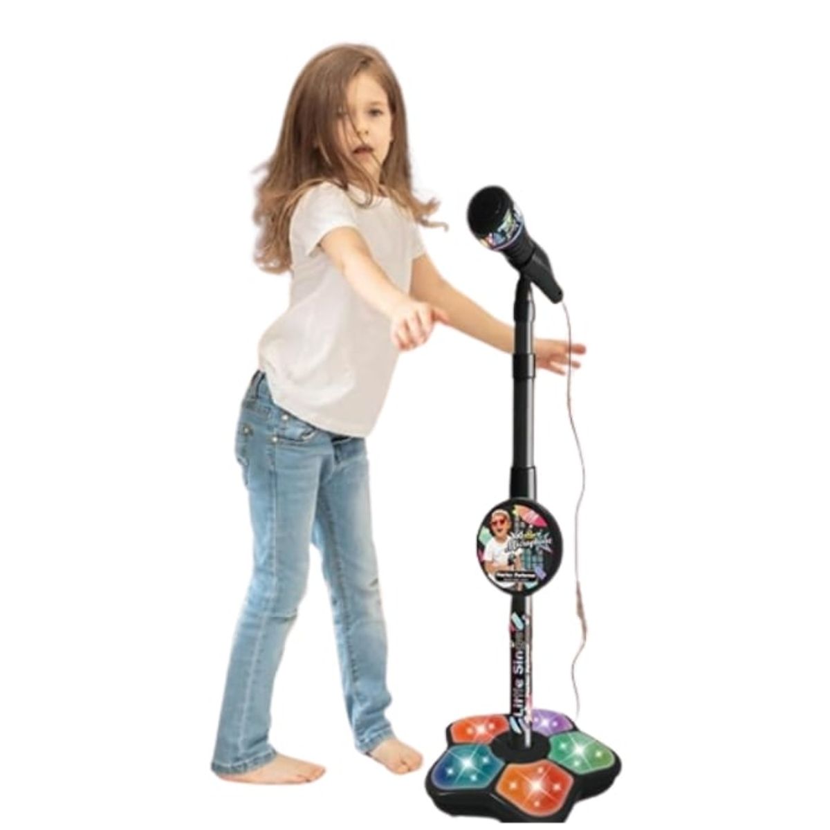 CRUSEC - Micrófono Juguete Infantil Con Pedestal Entretención - Negro