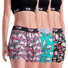 TOP - Bóxer Medio MUJER Algodón Pack 3 Hello Kitty C1