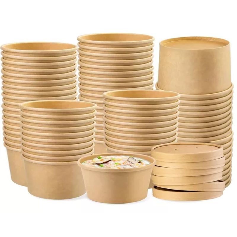 GENERICO - Set X100 Potes Contenedor De Alimentos Pote Kraft Ctapa 8oz