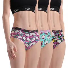 TOP - Calzón Pantaletas Algodón Con Elástico Pack 3 Hello Kitty C1