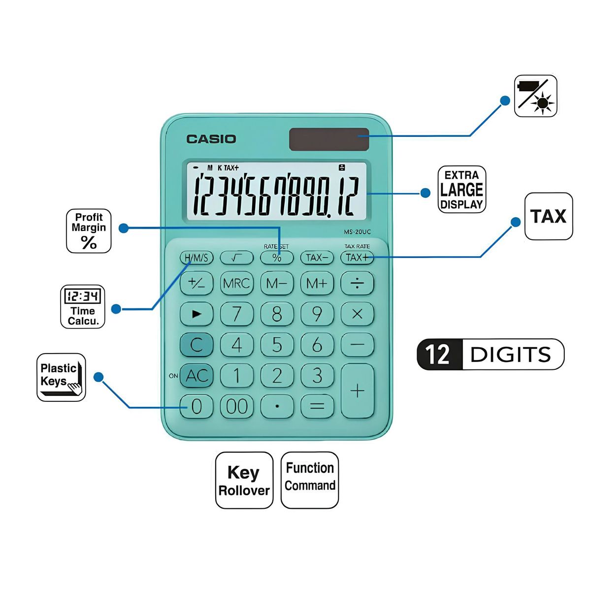 CASIO - Calculadora Ms-20uc-Gn Escritorio
