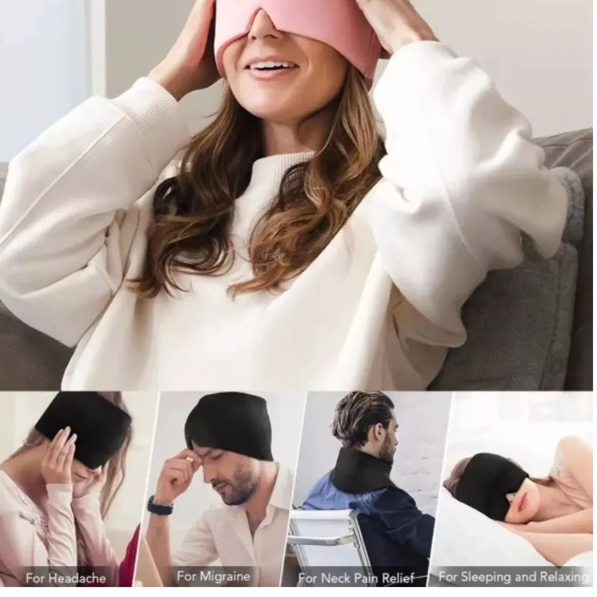 GENERICO - Pack X5 Gorro Gel Alivio De Migraña Frío Calor Color Rosa