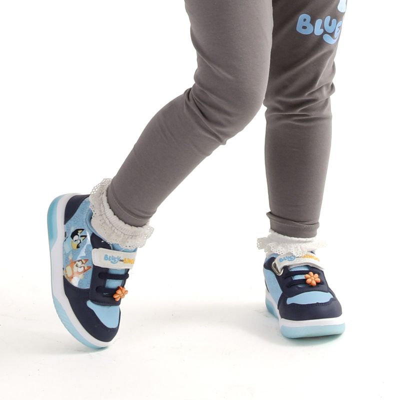 BLUEY - Zapatilla Con Luces Niña Flores Celeste Bluey