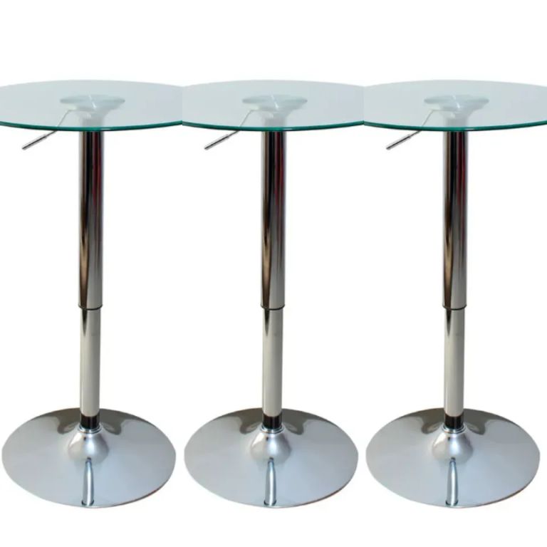 Set 3 Mesas de Bar Vidrio Templado Regulable 60 CM D
