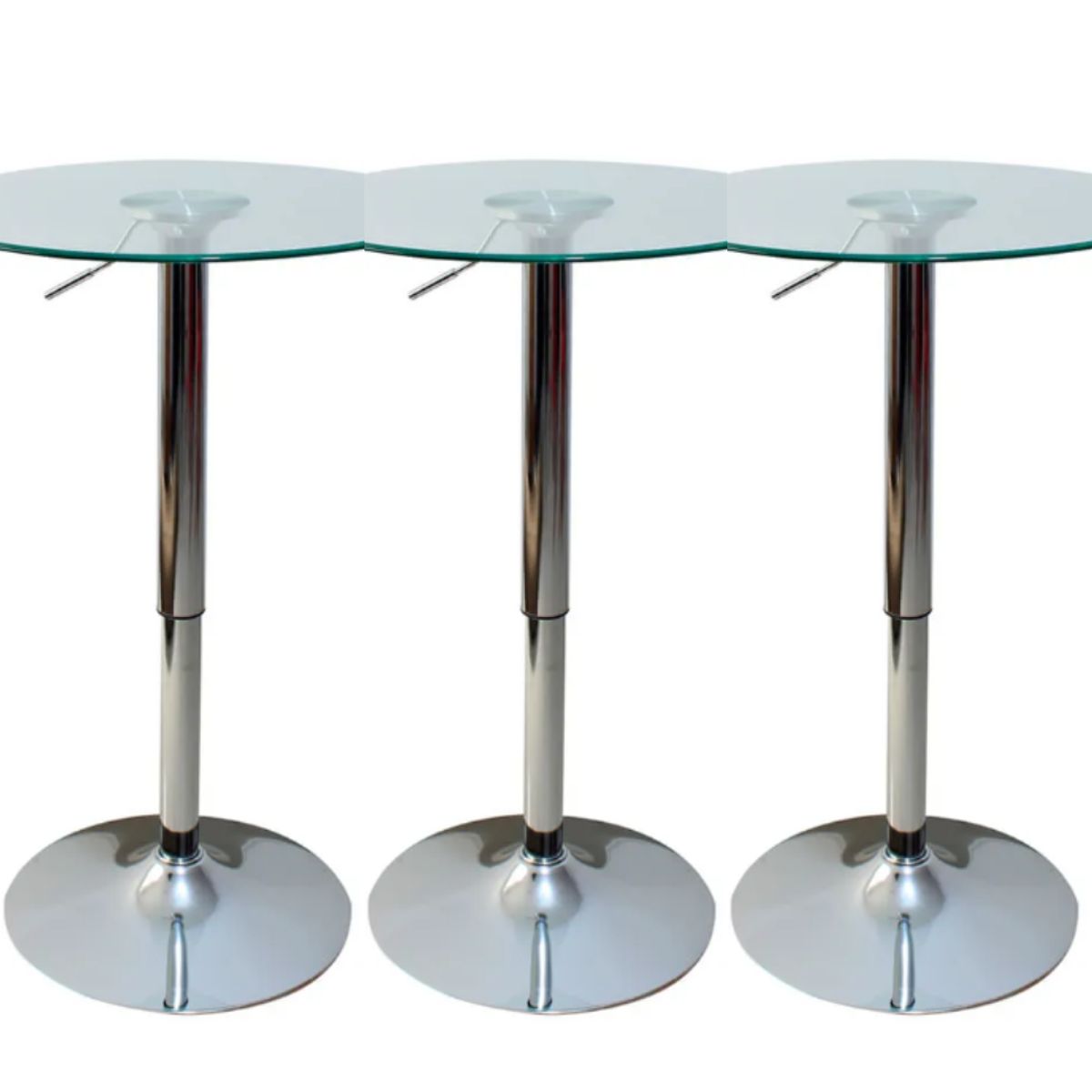ARTIHOGAR - Set 3 Mesas  de Bar Vidrio Templado Regulable 60 CM D