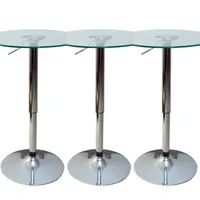 Set 3 Mesas de Bar Vidrio Templado Regulable 60 CM D