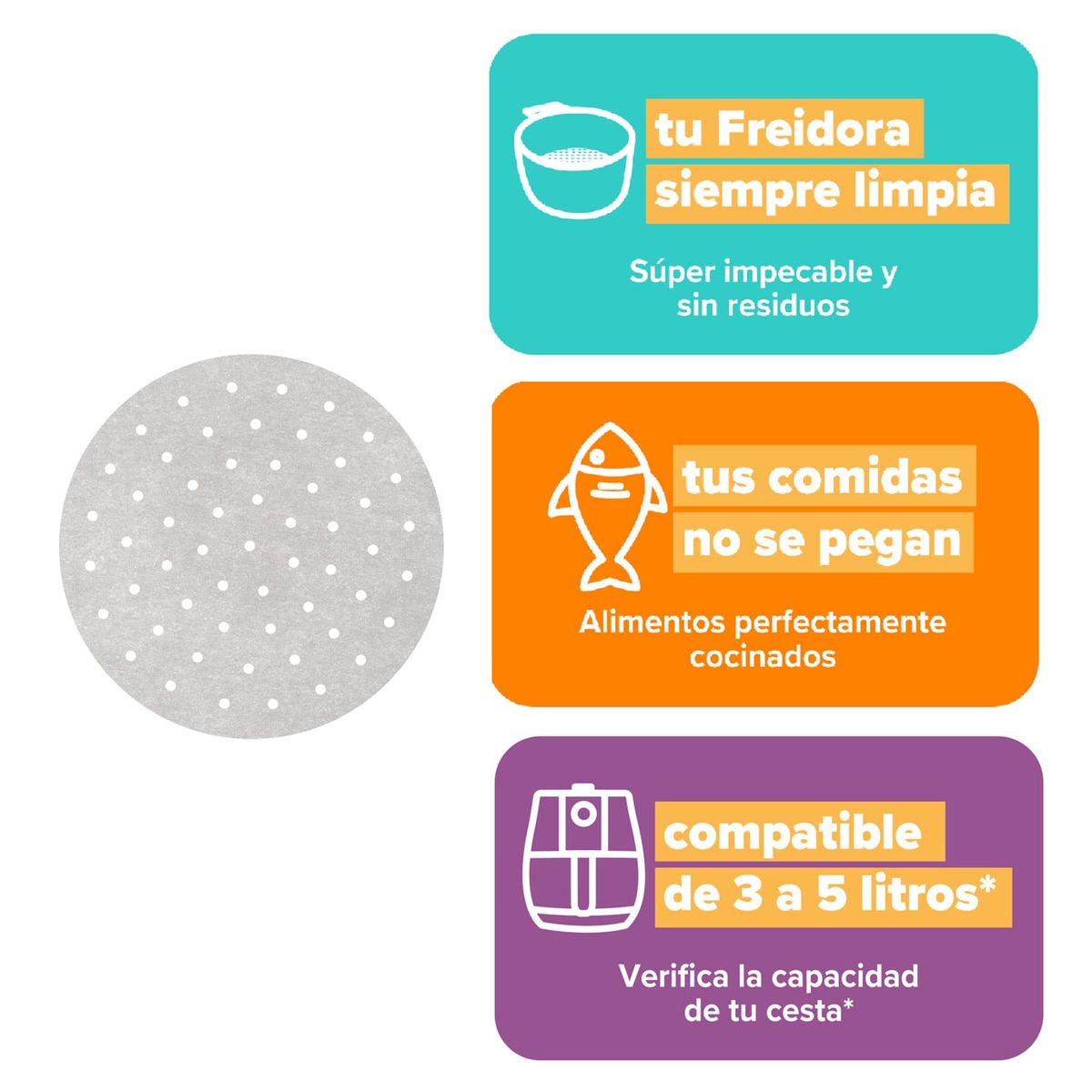 MADEMSA - Set Papeles Protectores Freidora de Aire Mademsa 50 Unidades