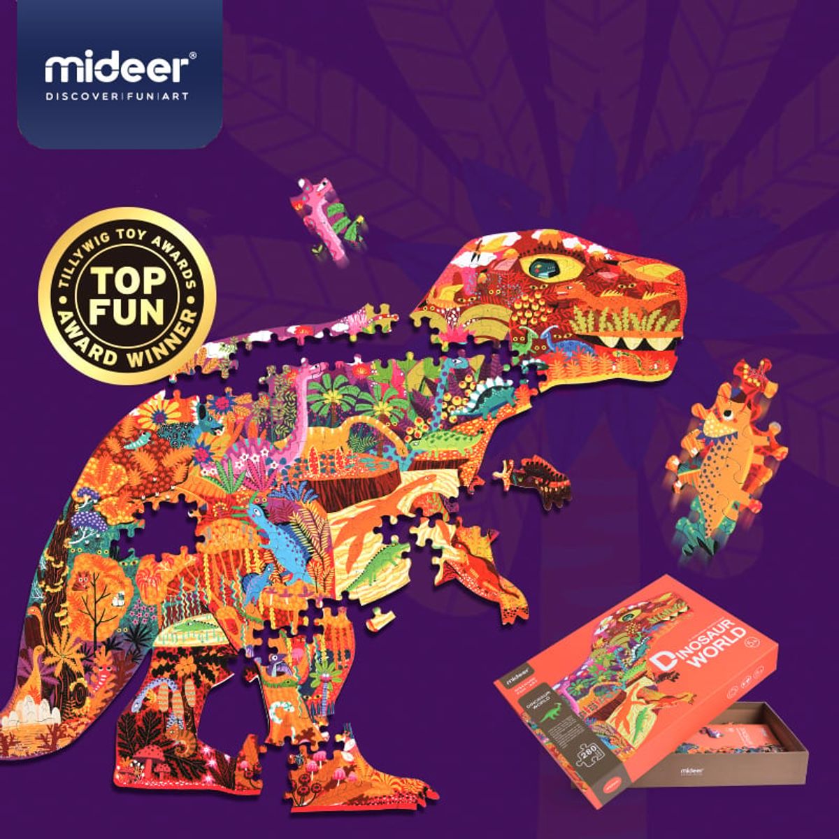 MIDEER - Puzzle El Mundo de los Dinosaurios- Mideer - Rompecabezas