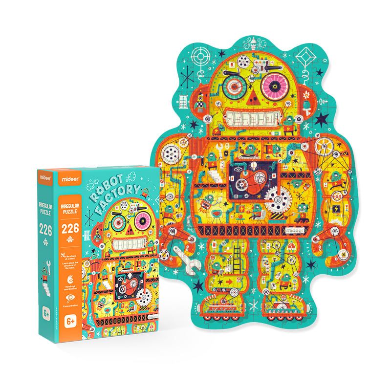 MIDEER - Puzzle Irregular Fábrica de Robots - 226 Piezas - Mideer