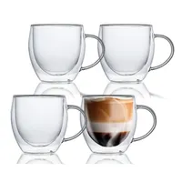 Pack 4 Tazas Doble Pared Vidrio 250ml Cafe Te Chocolate