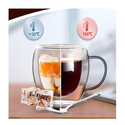 Imagen 2 del producto Pack 4 Tazas Doble Pared Vidrio 250ml Cafe Te Chocolate