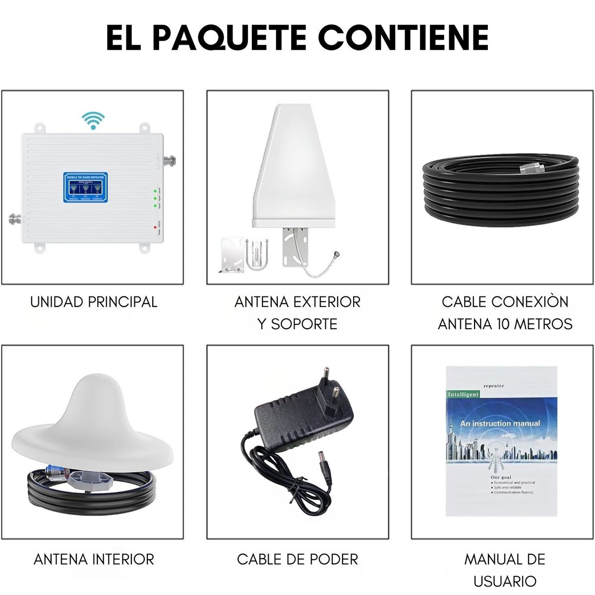 GENERICO - Amplificador De Señal De Celular Gsm Kit Antena Repetidora