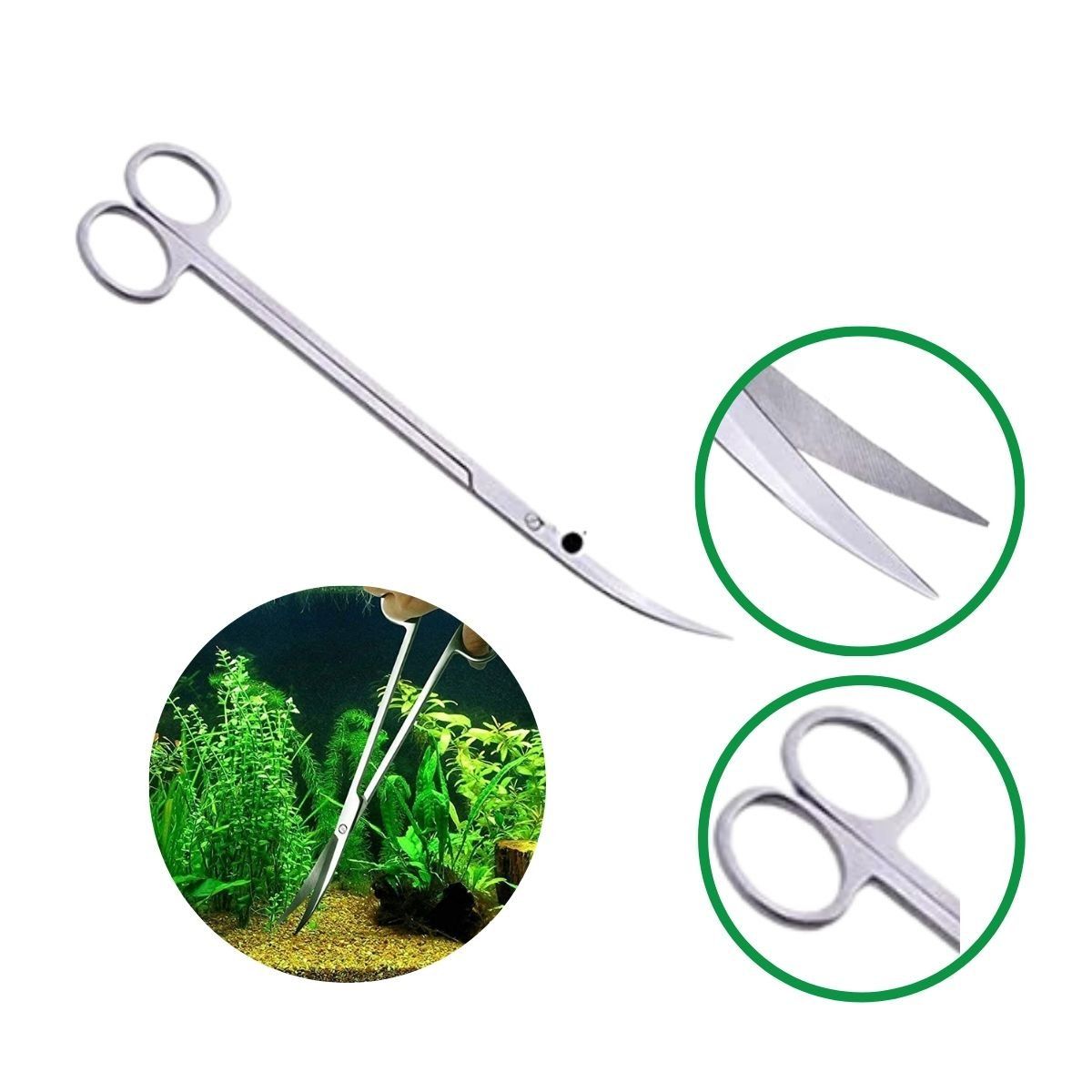 GENERICO - Tijeras Punta Curva para Plantas de Acuarios