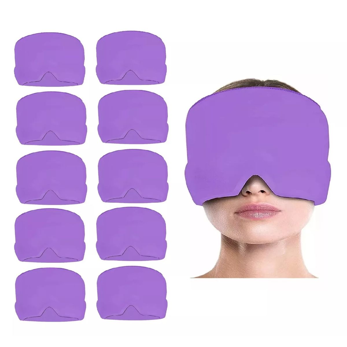 GENERICO - Pack X10 Gorro Gel Alivio De Migraña Frío Calor Color Morado