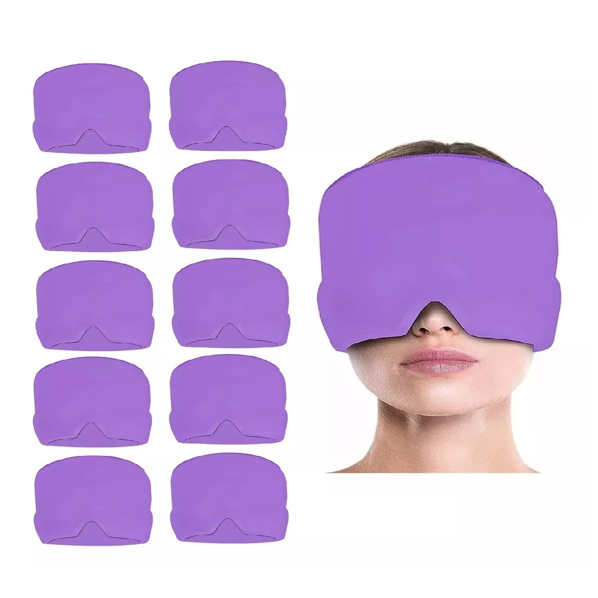 GENERICO - Pack X10 Gorro Gel Alivio De Migraña Frío Calor Color Morado