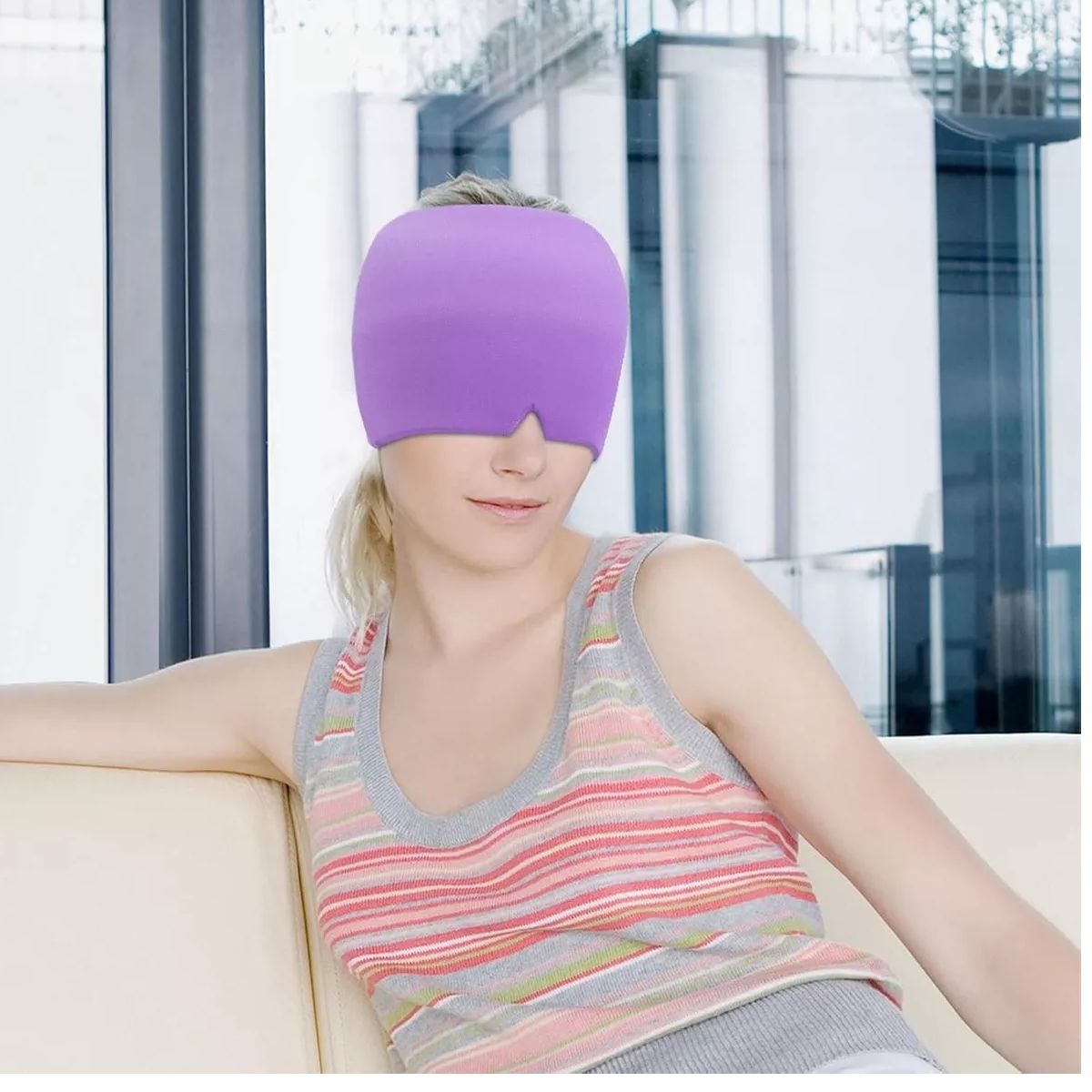 GENERICO - Pack X10 Gorro Gel Alivio De Migraña Frío Calor Color Morado