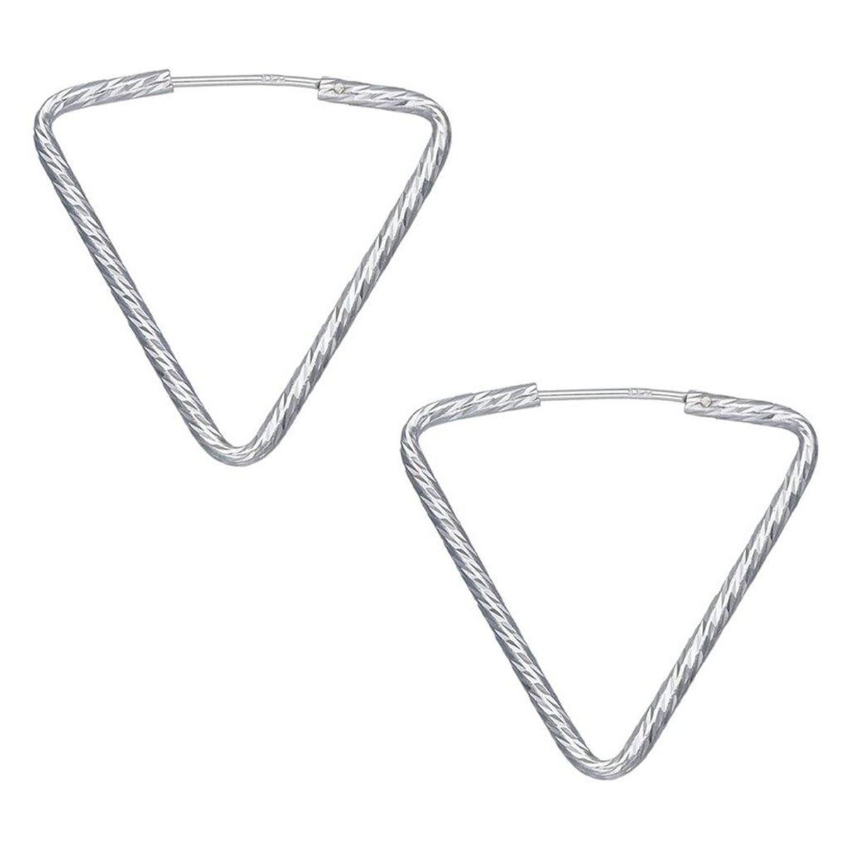 GENERICO - Aros Argolla Triangulo Facetado Plata Fina 30mm Mujer