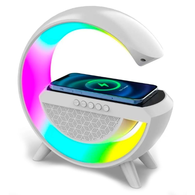 HAOMING - Lampara Inteligente G Con Luces Rgb Bocina Cargador Inalámbrico