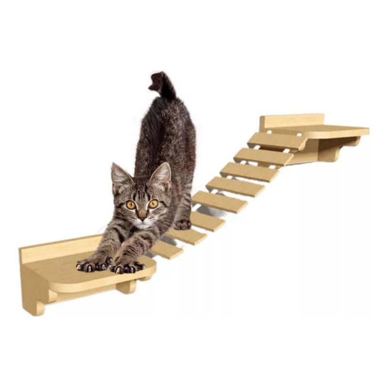 GENERICO - Puente de Madera Colgante para Gatos Espacio Vertical Elegante