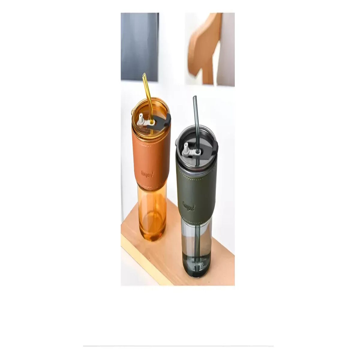 GENERICO - Vaso Taza Mug De Vidrio Con Tapa Hermética Y Bombilla 400 Ml