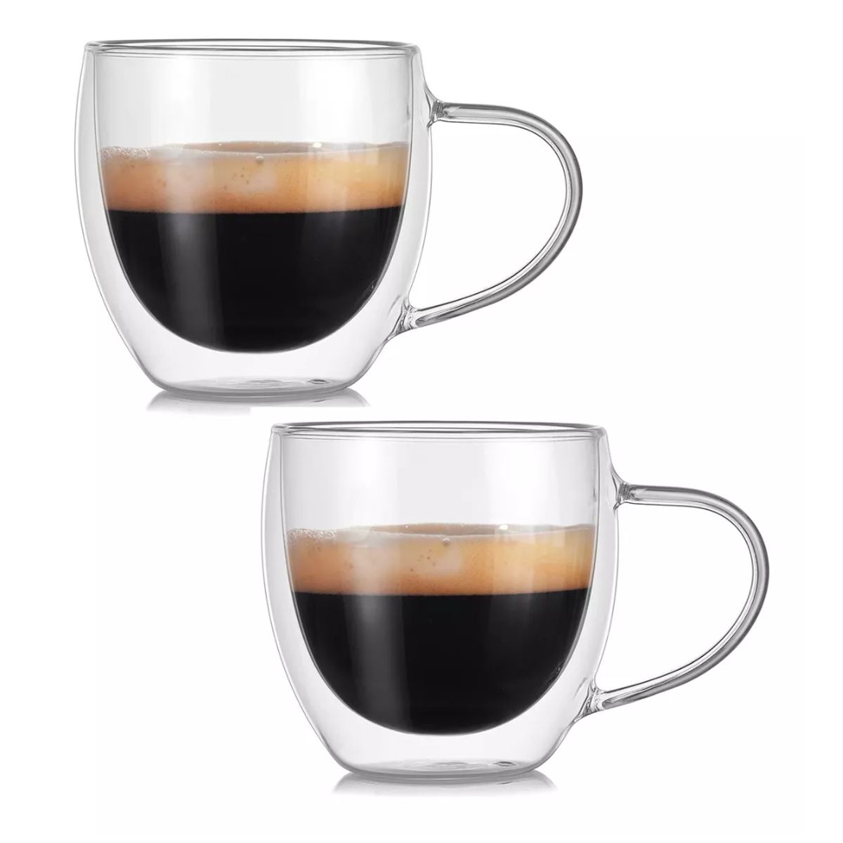 GENERICO - Pack 2 Tazas Doble Pared Vidrio 250ml Cafe Te Chocolate